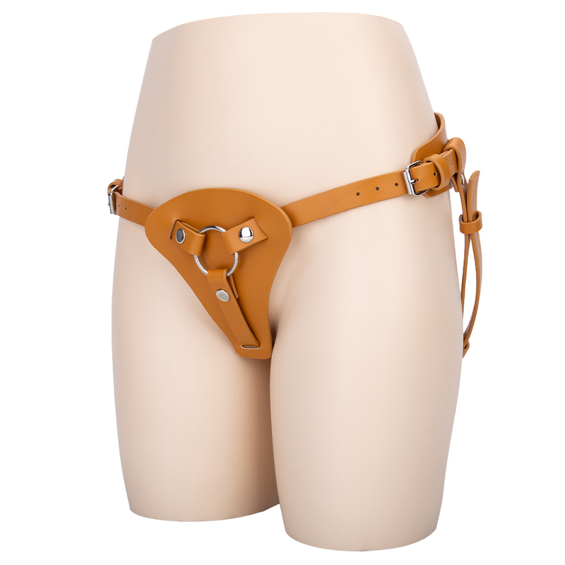 Women's Soft Leather Pants with Silicone Base for Intimate Pleasure