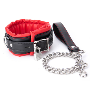 Black and Red With Lock BDSM Collar Bdsm Bondage Collar and Leash Set Women Roleplay Sex Toys Adjustable Slave Restraints Adult Products SM Bondage Collar for Couples