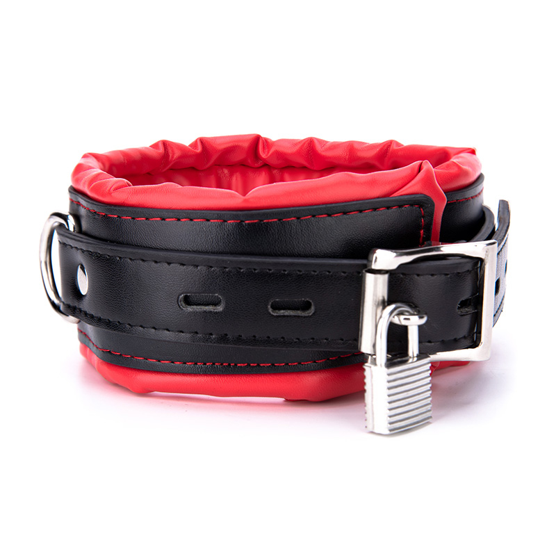 Black and Red With Lock BDSM Collar Bdsm Bondage Collar and Leash Set Women Roleplay Sex Toys Adjustable Slave Restraints Adult Products SM Bondage Collar for Couples