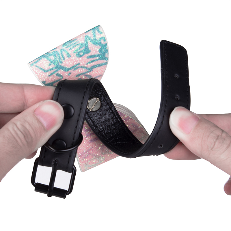 SM Bondage PU Leather Handcuffs Black and Red Customized Leather Sex Toys Chinese Traditional Pattern Master's weapon For Couple