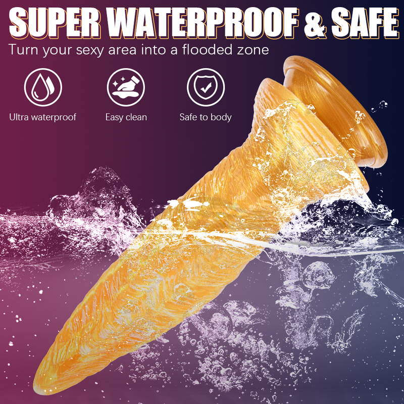 Men's Adult Toy Fantasy Gold Alien Dildo Animal Dildos with Colorful Monster Design