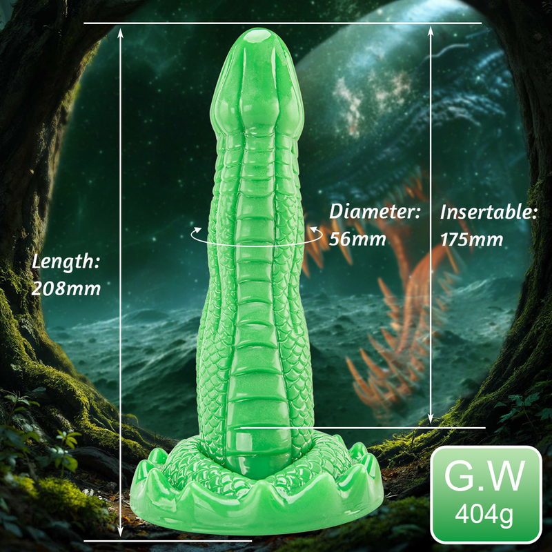 Snake Pattern Flexible Silicone Alien Penis Dildo Lifelike Cock with Strong Suction Cup for Women's