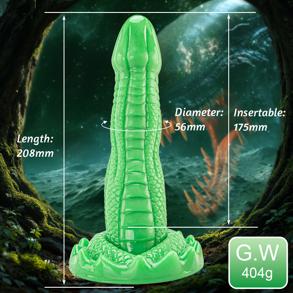 Snake Pattern Flexible Silicone Alien Penis Dildo Lifelike Cock with Strong Suction Cup for Women's