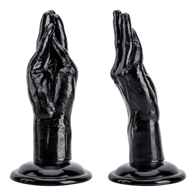 Black PVC Fist Dildo for Women High Quality Long Hand with Vertical Finger Design