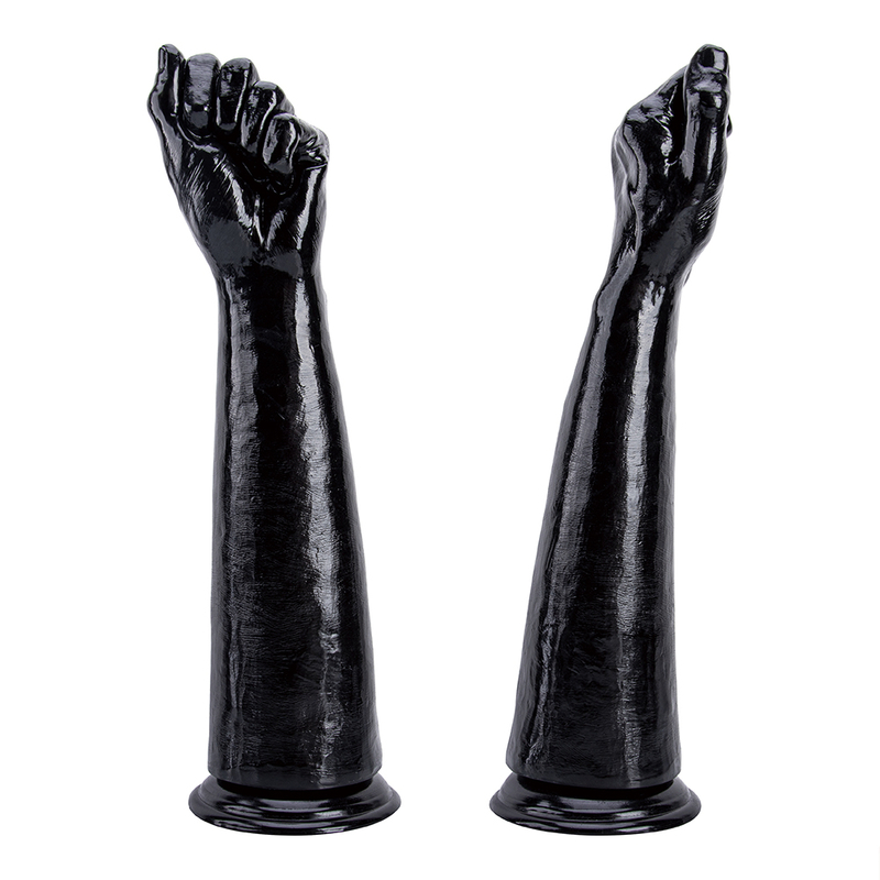 Black Long Hand Fist Dildo for Women Vertical Finger Design High Quality PVC