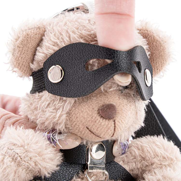 Key Chain PU Leather BDSM Bear With Bell