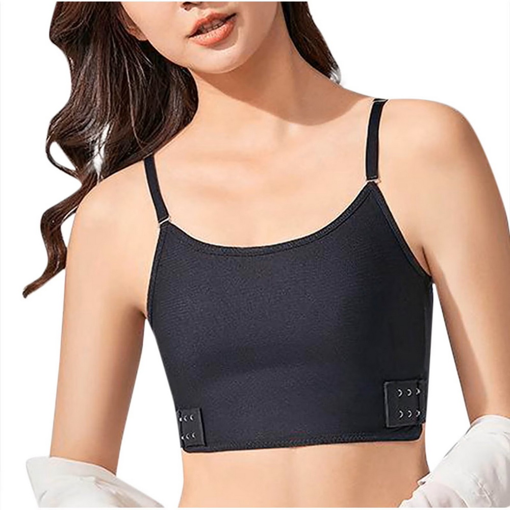 Adjustable Chest Binder for Women Binder Bra Lace Binder Tank Top Beautiful Back Side Buckle Thin Cup Sports Bras Black M