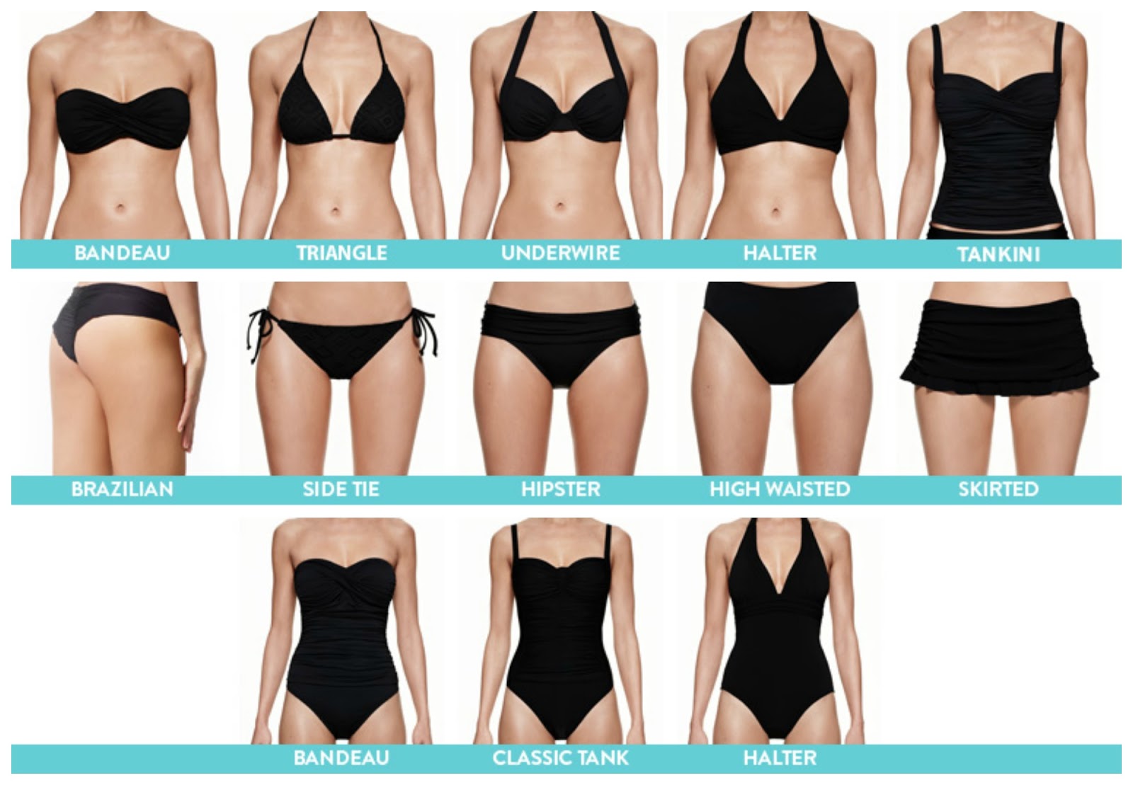 Different types of swimsuits on sale