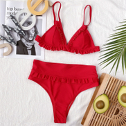 Red Bikini Sexiga kvinnor ruffle Bottom Bikini Privatetikett Swimewear Designers Baddräkt.jpg