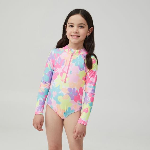 Traje de baño floral brillante para niñas