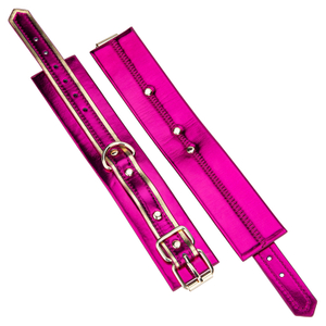 PU Leather Erotic Body Harness with Shackle Handcuffs and Adjustable Restraints