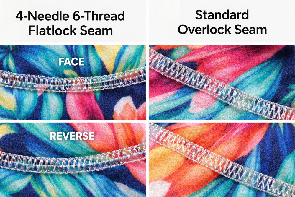 close-up comparison of 4-needle 6-thread flatlock seam (face and reverse) vs. standard overlock seam.jpg