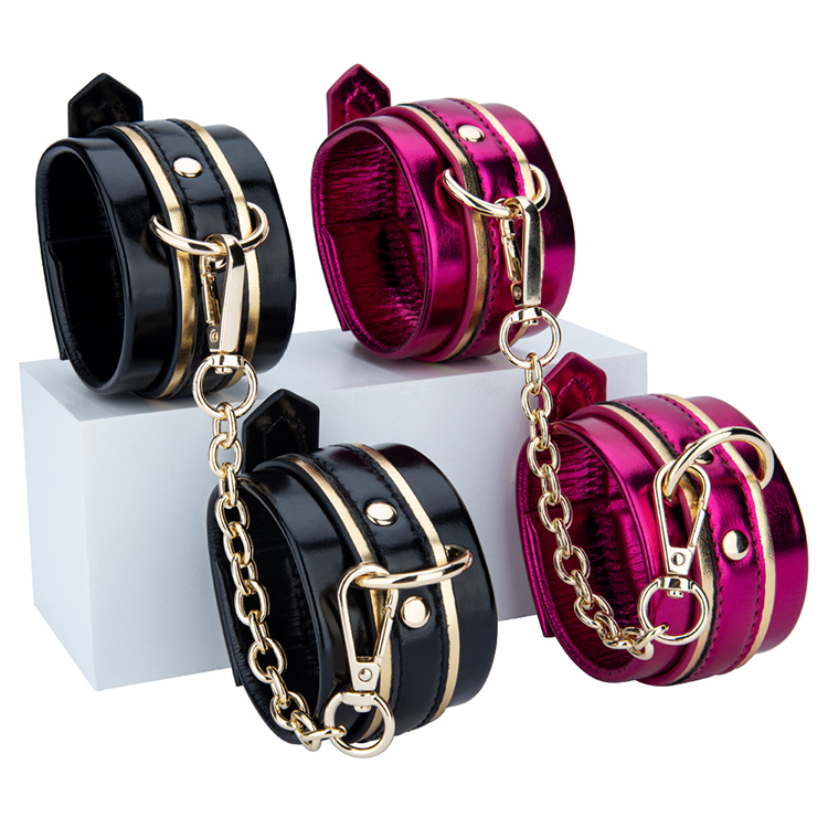 PU Leather Erotic Body Harness with Shackle Handcuffs and Adjustable Restraints