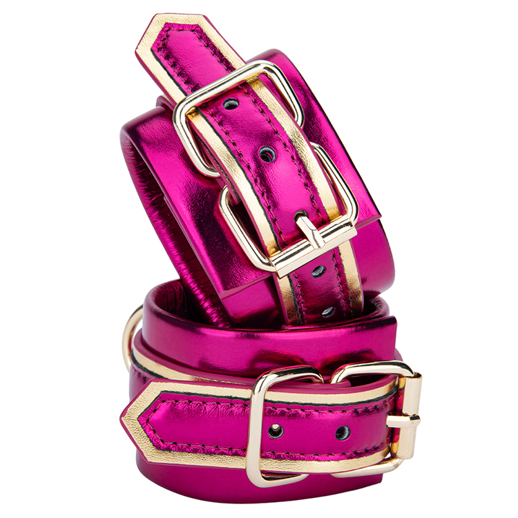 PU Leather Erotic Body Harness with Shackle Handcuffs and Adjustable Restraints
