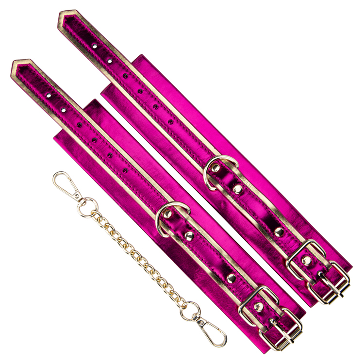 PU Leather Erotic Body Harness with Shackle Handcuffs and Adjustable Restraints