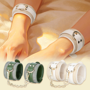 Grass Green Faux Leather Erotic Harness with Metal Shackle Handcuffs and Adjustable Straps