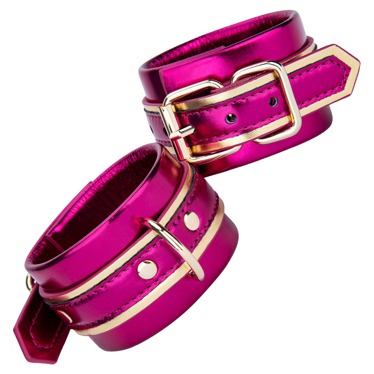 PU Leather Erotic Body Harness with Shackle Handcuffs and Adjustable Restraints